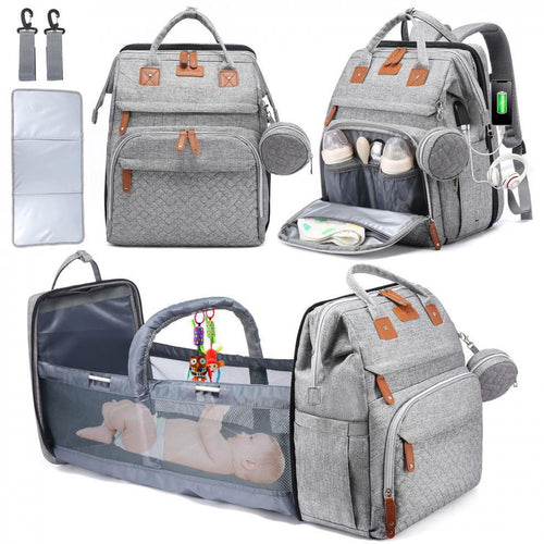 Multifunctional Diaper Bag Backpack – Waterproof, Spacious Baby Bag with Changing Station, Ideal for Moms and Dads, Perfect for Travel & Baby Showers, Black-Beige