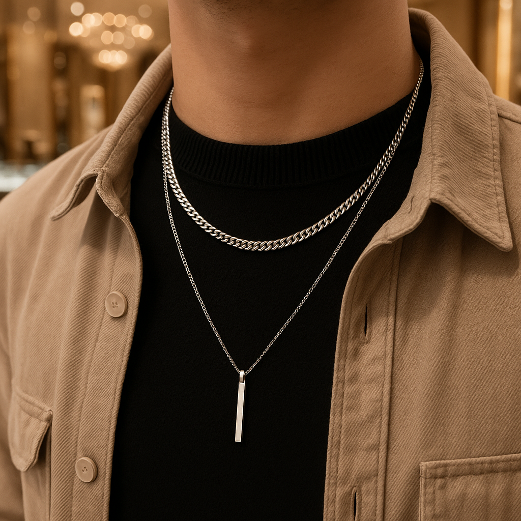 Minimalist Geometric Stainless Steel Necklace for Men